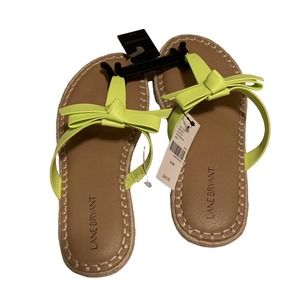 LANE BRYANT DREAM CLOUD Bow Thong Sandal 8.5 W LIME, NEW